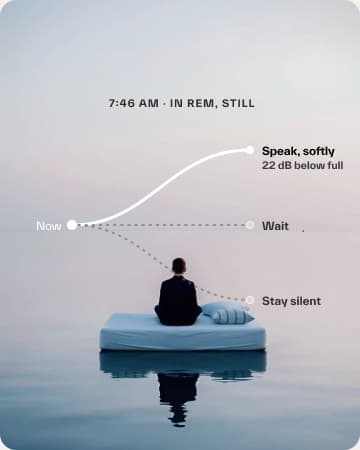 The agent weighing speak, wait or stay silent over a sleeping face.